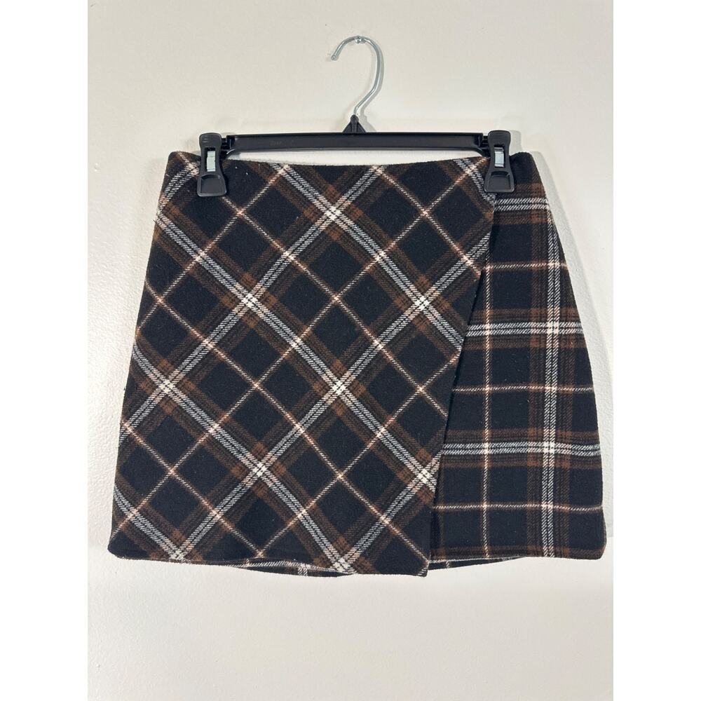 Hollister Black & Brown Plaid Ultra High-Rise Mini Skirt S